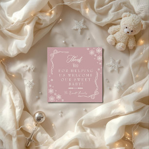 Snowflake Pink Labour & Delivery NICU Hospital Thank You Card