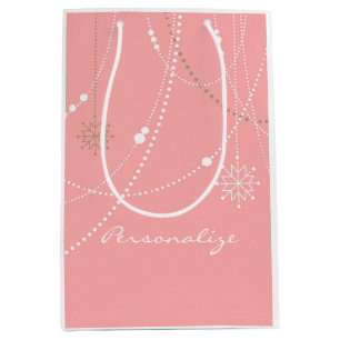 Snowflake pink mid century elegant winter cute medium gift bag