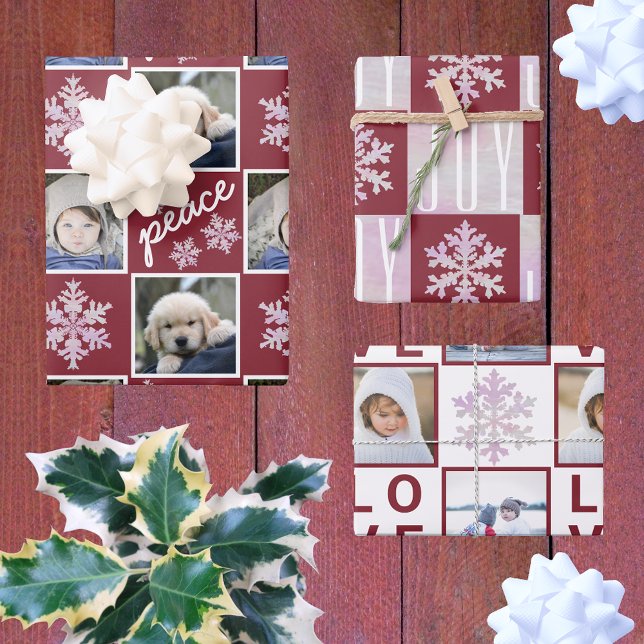 Snowflake Pink Opal Peace Joy Love 4 Photo Wrapping Paper Sheet (Creator Uploaded)