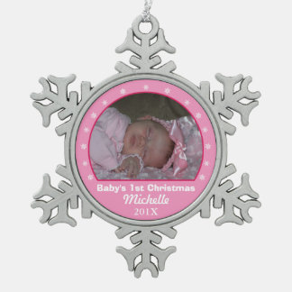 Snowflake Pink Photo Ornament