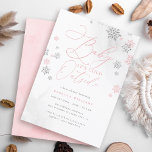 Snowflake Pink & Silver Glitter Winter Baby Shower Invitation<br><div class="desc">Embrace the season with our winter baby shower invitation,  adorned with delicate pink and faux silver glitter snowflakes. The "Baby,  It's Cold Outside" message is elegantly presented in calligraphy and serif typography.</div>