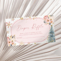 Snowflake Pink Winter Baby Shower Diaper Raffle
