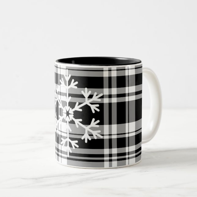 Snowflake Plaid Coffee Mug (Front Right)