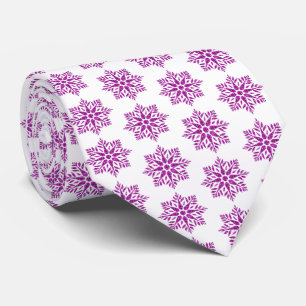 Snowflake Plaid Pattern Pink Holiday Neck Tie