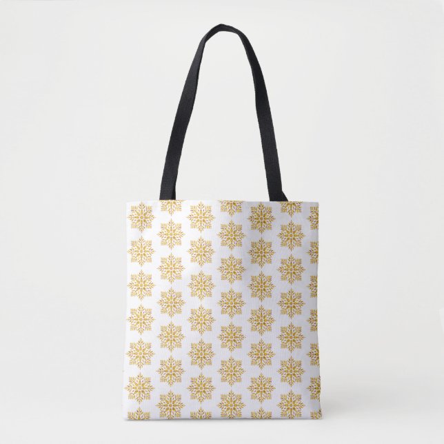 Snowflake Plaid Pattern Yellow Tote Bag (Front)