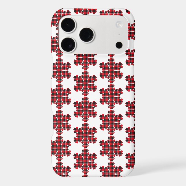 Snowflake Plaid Red Black Buffalo iPhone Case (Back)