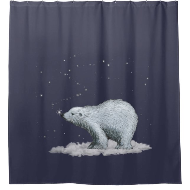 Snowflake Polar Bear Shower Curtain (Front)