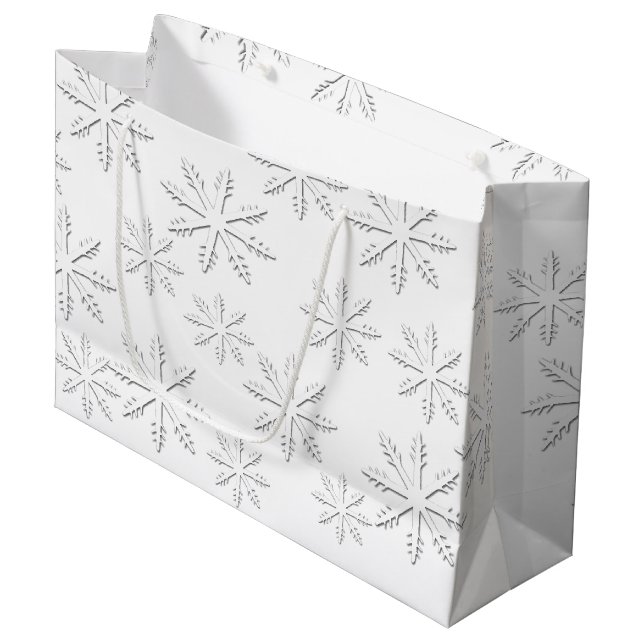 Snowflake Print Large Gift Bag (Front Angled)