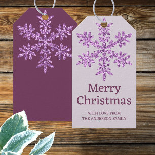 Snowflake Purple Glam Beautiful Colourful Christma Gift Tags