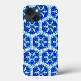 Snowflake Quit Pattern - Cobalt Blue and White  iPhone 13 Mini Case
