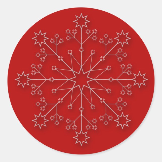 Snowflake red 1 - holiday sticker (Front)