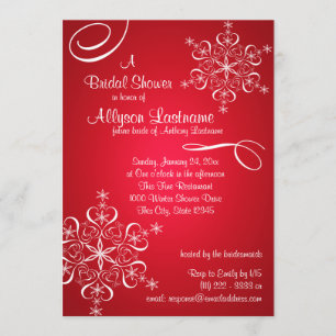 Snowflake Red Bridal Shower Invitation