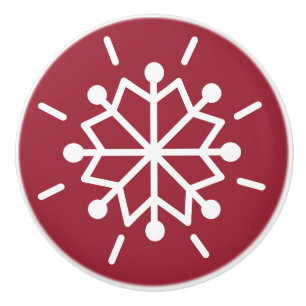 Snowflake Red Ceramic Knob