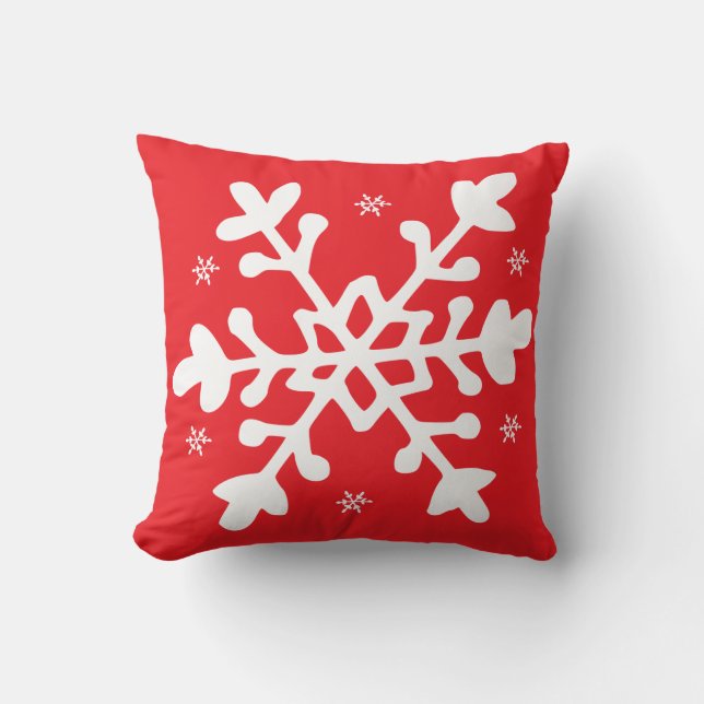 Snowflake Red Christmas Cushion (Front)