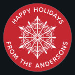 Snowflake Red White Simple Christmas Sticker<br><div class="desc">A festive red and white holiday snowflake sticker that adds that finishing touch to your Christmas Cards. Designed for you by Blackberry Boulevard.</div>
