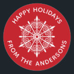 Snowflake Red White Simple Christmas Sticker<br><div class="desc">A festive red and white holiday snowflake sticker that adds that finishing touch to your Christmas Cards. Designed for you by Blackberry Boulevard.</div>
