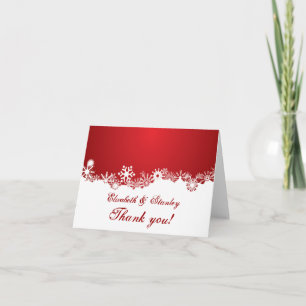 Snowflake red white winter wedding Thank You