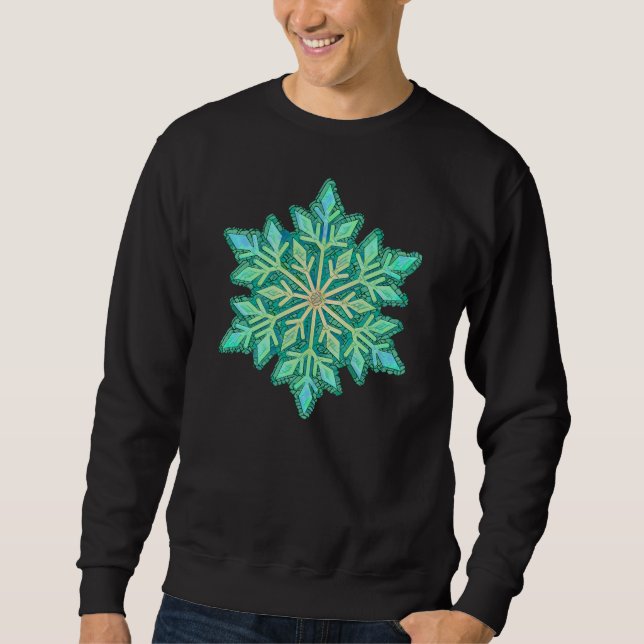 SNOWFLAKE-Retro Vintage Snowflake, Winter Sports Sweatshirt (Front)
