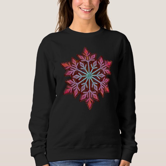 SNOWFLAKE-Retro Vintage Snowflake, Winter Sports Sweatshirt (Front)