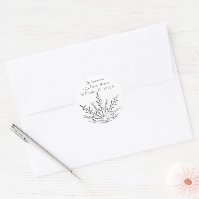 Snowflake Return Address Classic Round Sticker (Envelope)