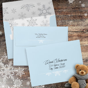 Snowflake Return Addressed Blue Winter Baby Shower Envelope