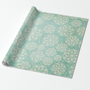 Snowflake Rounds on Blue Wrapping Paper