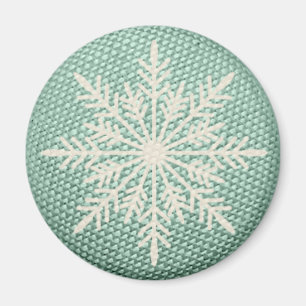 Snowflake rustic embroidery look winter vintage magnet