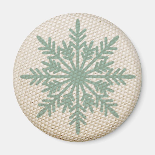 Snowflake rustic embroidery look winter vintagee   magnet (Front)
