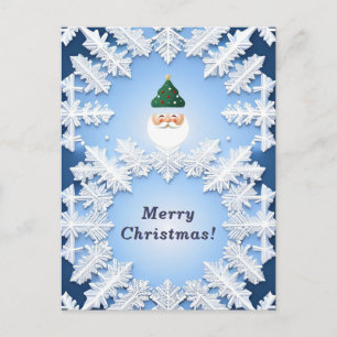 🎅 Snowflake Santa Head Festive Christmas Winter Postcard