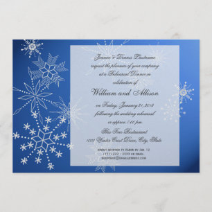 Snowflake Sapphire Blue Rehearsal Dinner Invitation