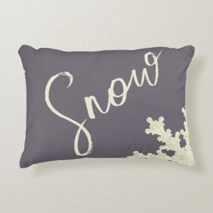Snowflake script sugarplum purple butter cream decorative cushion