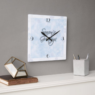 Snowflake Season's Greetings Clock