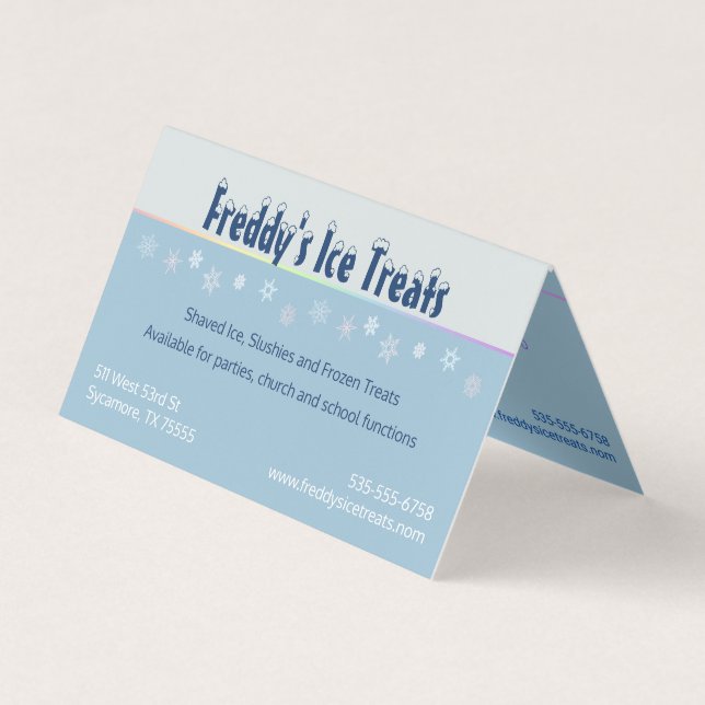 Snowflake Shaved Ice Full Listing Business Card (Front)