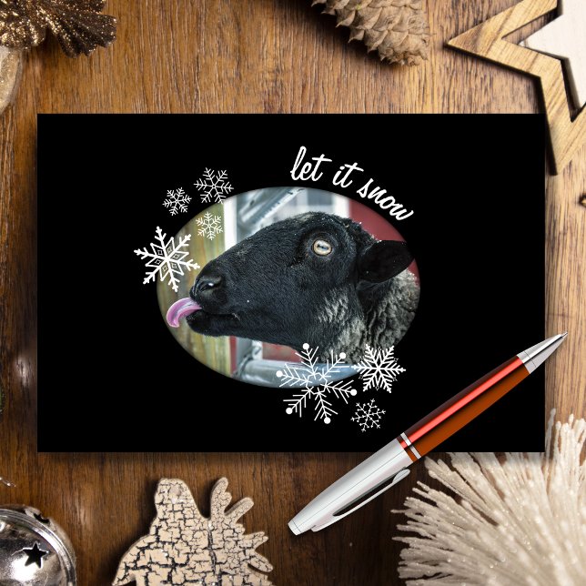 Snowflake Sheep: Let it Snow Holiday Greeting Card (Send this sassy sheep to your favorite flakes this holiday season!)