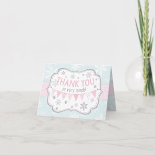 Snowflake Silver Glitter Winter Thank You Card