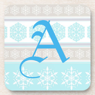 Snowflake Ski Sweater Powder Blue and Beige Coaster