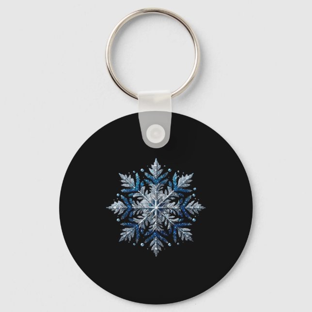 Snowflake Snow Merry Christmas Xmas Family Pajamas Key Ring (Front)