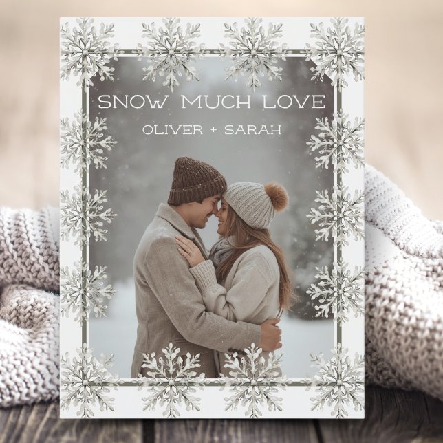 Snowflake Snow Much Love couple photo Holiday Postcard (Creator Uploaded)