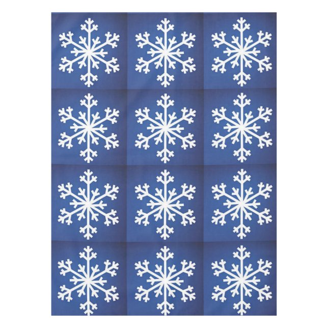 SNOWFLAKE SNOWFLAKES BLUE  TABLECLOTH (Front)