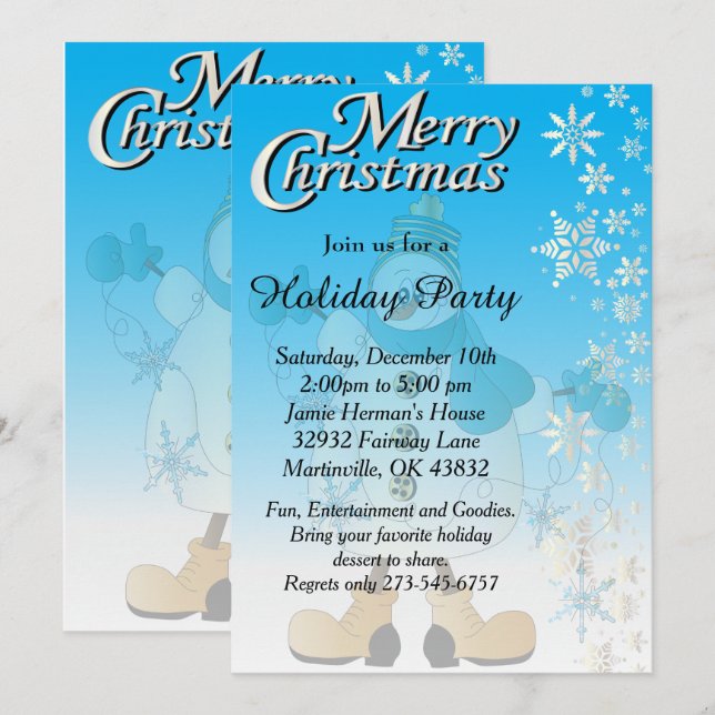 Snowflake Snowman Invitation (Front/Back)