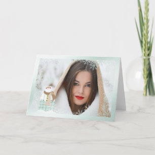 Snowflake Snowman  Overlay Photo Christmas Card