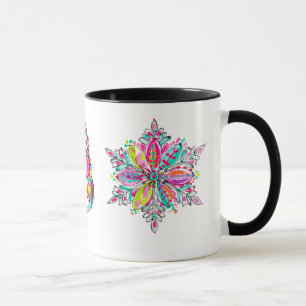 Snowflake Snowman Pink Christmas Aesthetic Mug