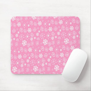Snowflake Snowstorm In Pastel Pink Mouse Pad