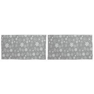Snowflake Snowstorm In Silver Grey Pillowcase