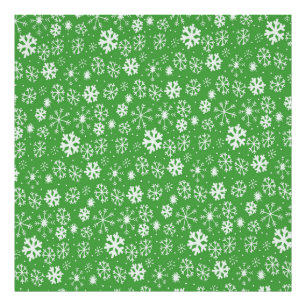 Snowflake Snowstorm With Green Background Photo Print