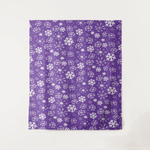 Snowflake Snowstorm With Purple Background Tapestry