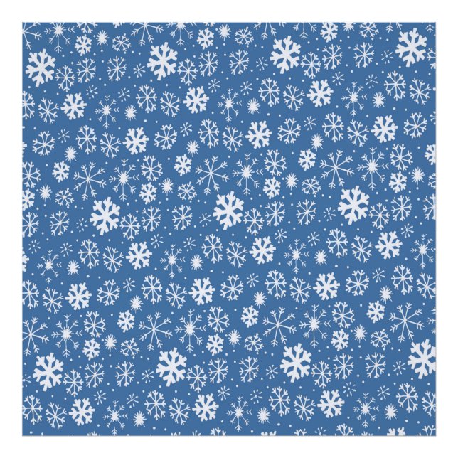 Snowflake Snowstorm With Sky Blue Background Photo Print (Front)