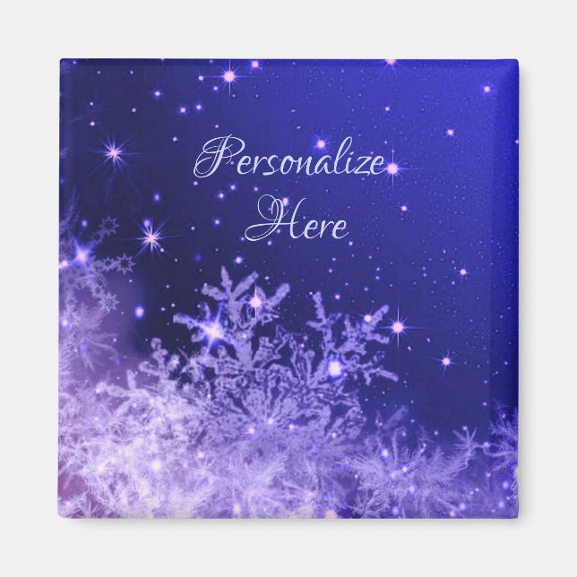 Snowflake sparkle purple cute magnet (Front)