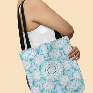 Snowflake Star in Ice Blue Tote Bag