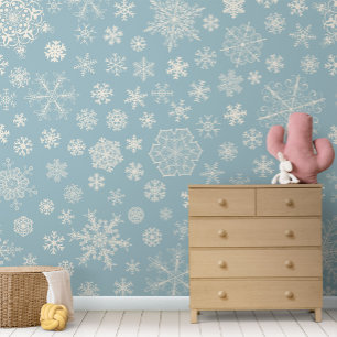 Snowflake Star Snow White Blue Christmas Seamless Wallpaper
